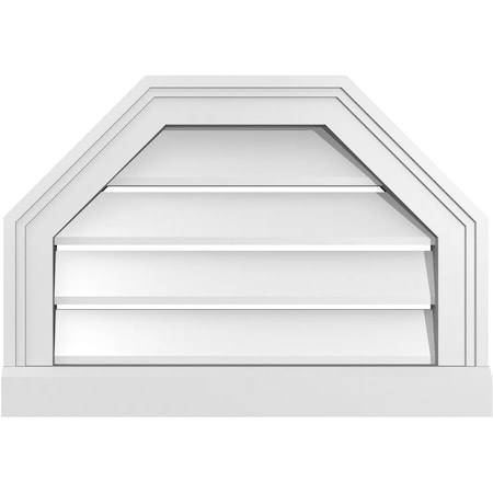 Ekena Millwork Octagonal Top Surface Mount PVC Gable Vent w/ 2"W x 2"P Brickmould Sill Frame, 20"W x 14"H GVPOT20X1403SF